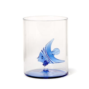 Blue Angel Fish Icon in Double Old Fashion Glass | Two's Company - 55460