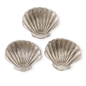 Set of 3 Silver Shell Tidbit Dishes | Two's Company - 55461