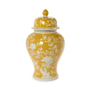 18" Yellow and White Temple Jar | Two's Company - 55487