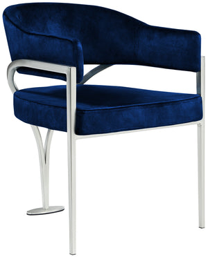 Madelyn Navy Velvet Upholstered Dining Chair (Set of 2) | Meridian Furniture - 554Navy-C