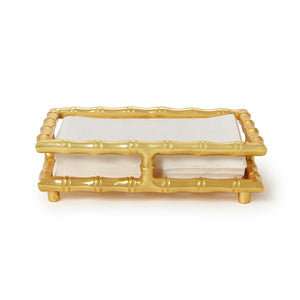 Golden Bamboo Guest Towel / Napkin Holder | Two's Company - 55502