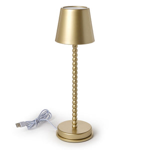 LED Cordless Gold Beaded Pole Table Lamp with Charging Base in Gift Box | Two's Company - 55505