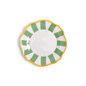 Set of 4 Green Striped Salad / Dessert Plates | Two's Company - 55518