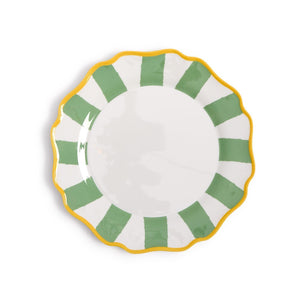 Set of 4 Green Striped Dinner Plates | Two's Company - 55519