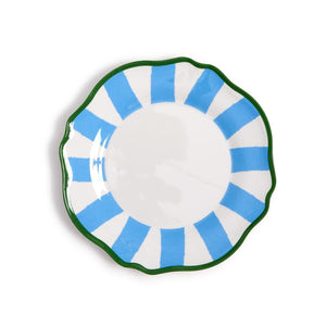 Set of 4 Blue Striped Salad / Dessert Plates | Two's Company - 55522