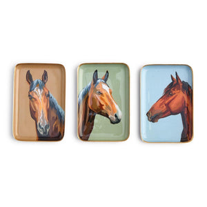 Horse Country Set of 3 Metal Trinket / Desk Trays Incl 3 Designs | Two's Company - 55526