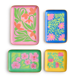 Set of 4 Petal Pop Metal Trinket / Desk Trays Incl 4 Designs | Two's Company - 55528