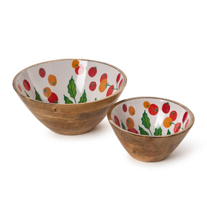 Set of 2 Garden Harvest Hand-Crafted Wood Bowl Incl 2 Sizes | Two's Company - 55530