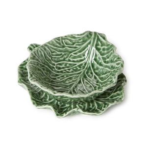 Set of 2 Cruciferous Leaf Textured Bowl and Plate | Two's Company - 55537