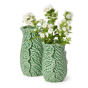 Set of 2 Cruciferous Leaf Textured Vases | Two's Company - 55541