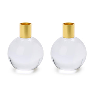 Set of 2 Color Pop Clear Taper Candleholders | Two's Company - 55543