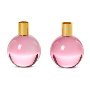 Set of 2 Color Pop Pink Taper Candleholders | Two's Company - 55544