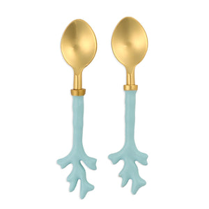 Set of 2 Seafoam Coral Spoons on Gift Card | Two's Company - 55550