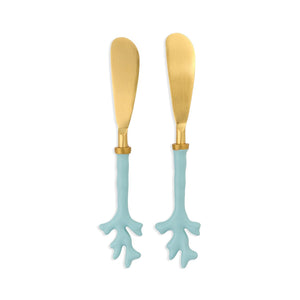 Set of 2 Seafoam Coral Spreaders on Gift Card | Two's Company - 55551