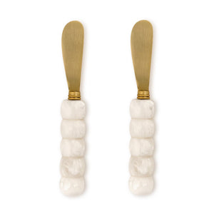 Modern Pop Set of 2 White Beaded Spreaders on Gift Card | Two's Company - 55557