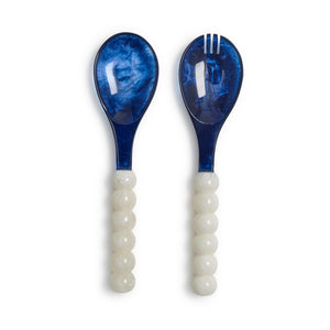 Modern Pop Set of 2 Blue and White Salad Serving Set in Gift Box | Two's Company - 55558