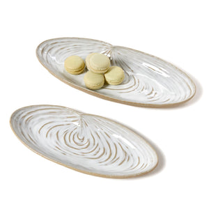 Artisanal Reactive Glaze Set of 2 Shell Tidbit Dish / Tray | Two's Company - 55563