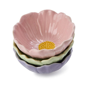Set of 3 Flower Tidbit Bowls Includes 3 Flowers | Two's Company - 55565