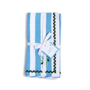 Set of 4 Olive Embroidered Cloth Dinner Napkins | Two's Company - 55571
