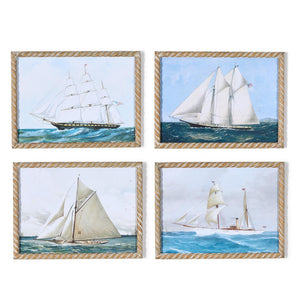 Set of 4 Framed Ship Wall Art | Two's Company - 55617