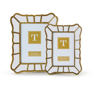 Set of 2 Heirloom Gold Photo Frames with Mirror Scalloped Edge Incl 2 Sizes | Two's Company - 55622