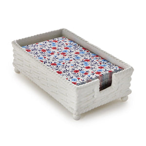 Basketweave Guest Towel / Utensil Napkin Holder | Two's Company - 55635