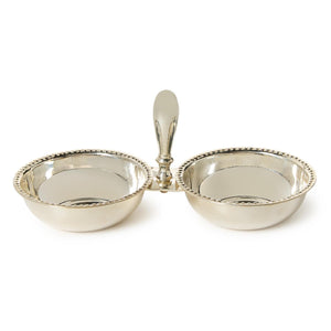 Silver Two Section Tidbit / Condiment Serving Dish with Pole Handle | Two's Company - 55643