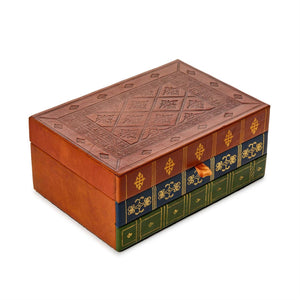 Leather Hinged Rectangle Keepsake/Storage Box with Tri-Color Spine | Two's Company - 55649