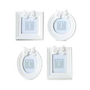 Set of 4 White Bow Photo Frames Incl 4 Styles | Two's Company - 55652