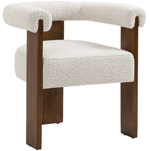 Barrel Cream Boucle Fabric Upholstered Dining Chair | Meridian Furniture - 562Cream-C