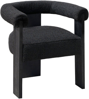 Barrel Black Boucle Fabric Upholstered Dining Chair | Meridian Furniture - 565Black-C