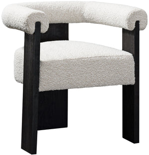Barrel Cream Boucle Fabric Upholstered Dining Chair | Meridian Furniture - 565Cream-C