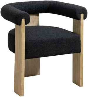 Barrel Black Boucle Fabric Upholstered Dining Chair | Meridian Furniture - 566Black-C