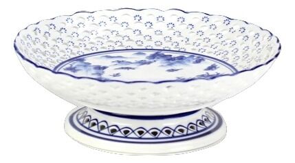 Blue And White Pierced Dish | Enchanted Home - POR106