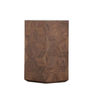 Santiago Wood Hexagon Pedestal Side Table | Gabriella White - SCH-175447