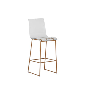 King Iron Acrylic Sled Legs Bar Stool - Antique Gold | Gabriella White - SCH-151345
