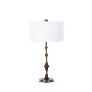 Saxtus Linen Iron Textured Cast Bronze Table Lamp | Gabriella White - SCH-175205