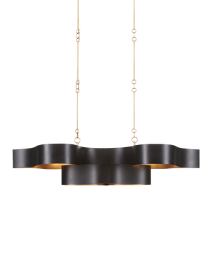 Currey & Co Grand Lotus Black Oval Chandelier | 9000-0853