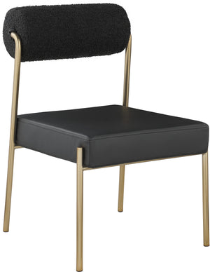Carly Black Boucle Fabric And Vegan Leather Upholstered Dining Chair (Set of 2) | Meridian Furniture - 586Black-C