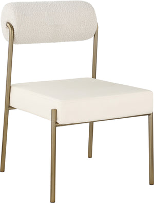 Carly Cream Boucle Fabric And Vegan Leather Upholstered Dining Chair (Set of 2) | Meridian Furniture - 586Cream-C