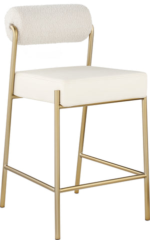 Carly Cream Boucle Fabric And Vegan Leather Upholstered Counter Stool | Meridian Furniture - 587Cream-C