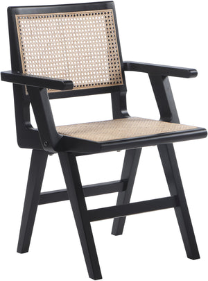 Preston Black Solid Wood And Natural Cane Dining Arm Chair (Set of 2) | Meridian Furniture - 588Black-AC