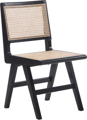 Preston Black Solid Wood And Natural Cane Dining Side Chair (Set of 2) | Meridian Furniture - 588Black-SC