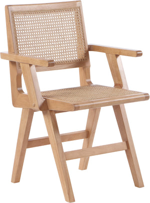 Preston Natural Solid Wood And Natural Cane Dining Arm Chair (Set of 2) | Meridian Furniture - 588Natural-AC