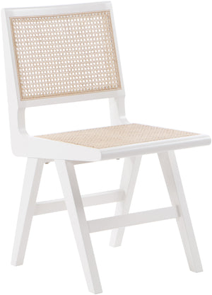 Preston White Solid Wood And Natural Cane Dining Side Chair (Set of 2) | Meridian Furniture - 588White-SC