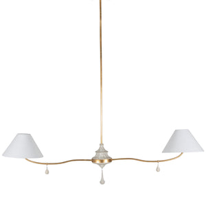 Loretta Metal Vintage Gold Chandelier - 2 Shades | Gabriella White - SCH-175659