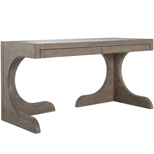 Carmen Oak Wood Curved Legs Desk - 2 Drawers, Brushed Gray | Gabriella White - SCH-175417
