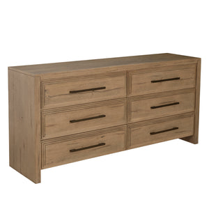 Wren Oak Wood Dresser - 6 Drawers, Dawn | Gabriella White - SCH-176045