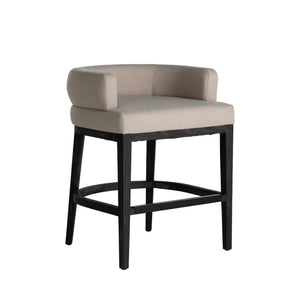 Douglas Ash Wood Barrel Back Counter Stool - Cerused Ivory Beige | Gabriella White - SCH-175115