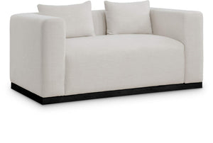 Alfie 67" Beige Linen Textured Fabric Upholstered Loveseat | Meridian Furniture - 642Beige-L